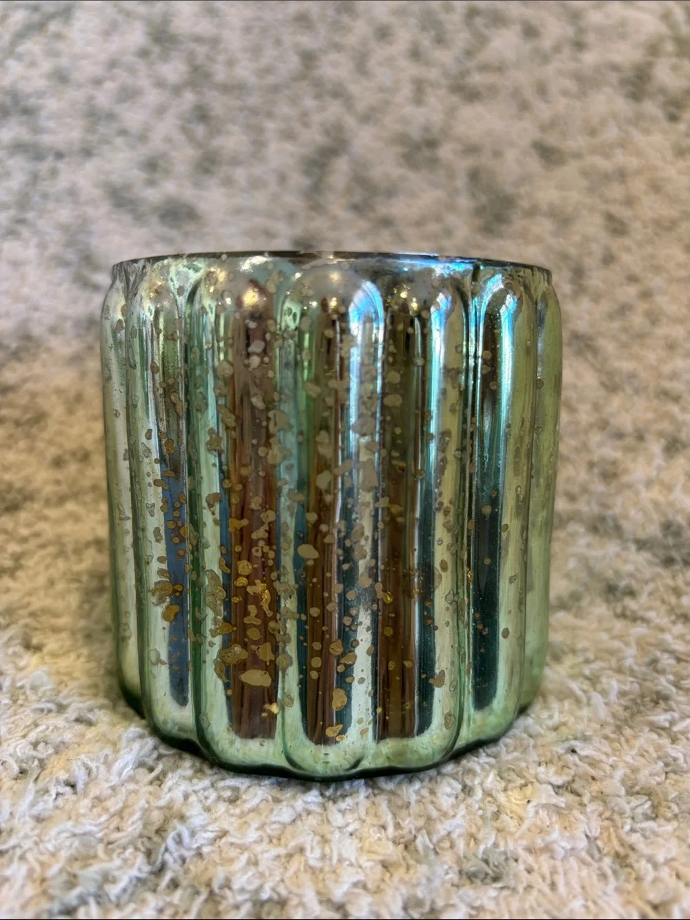 Mercury Glass Sage Green Ribbed Votive Candle Holder Koyal Pier One NWT 3x3”